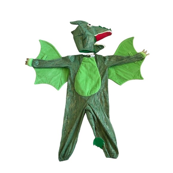 POTTERY BARN KIDS Plush Green Dragon Toddler With Wings Halloween Costume 3T - Picture 1 of 11